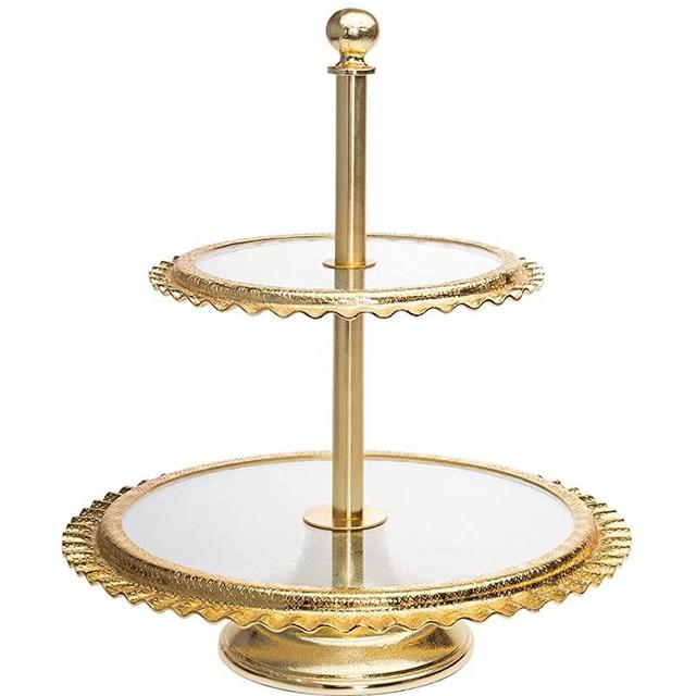 2 Tier Tray Platter Ripple Gold by Godinger