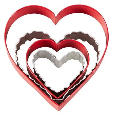 Wilton 4pc Metal Nesting Hearts Cookie Cutter Set Red/White