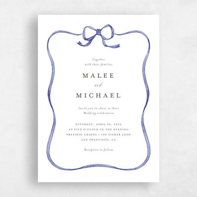 Periwinkle, White Wedding Invitation - Perkins Portrait
