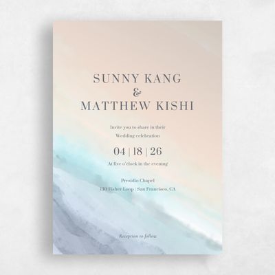 Light Mauve, Purple Wedding Invitation - Chelan Portrait