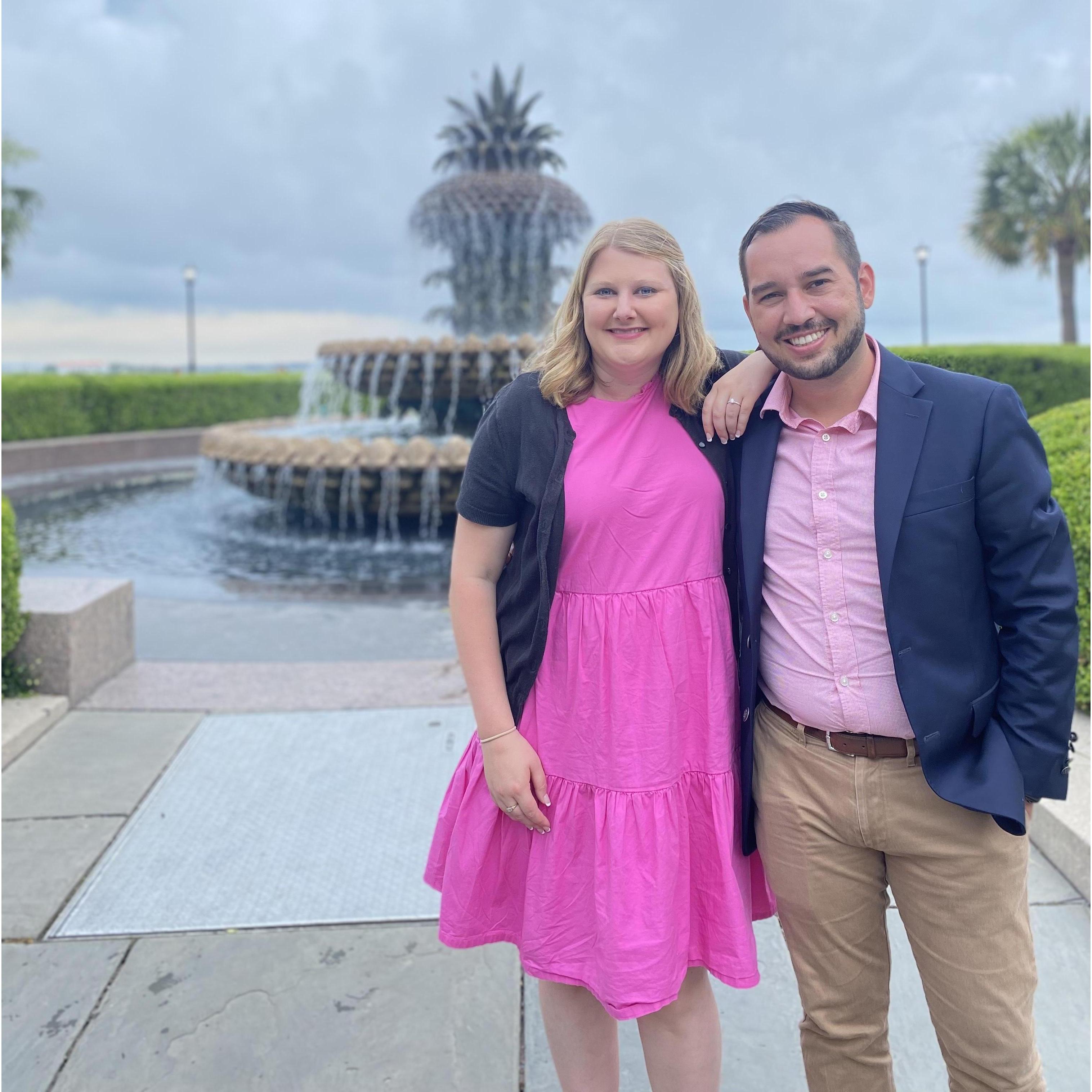 Immediately after the proposal at the Pineapple Fountain in Charleston, SC.