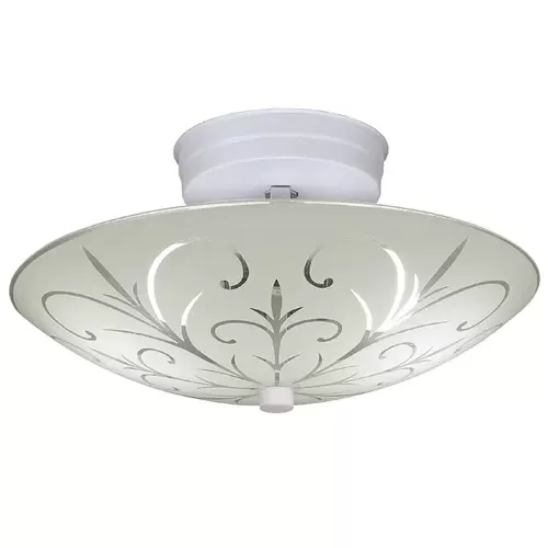 Portfolio 11.73-in W White Frosted Glass Semi-Flush Mount Light at Lowes.com