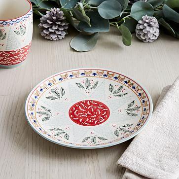 Scandi Christmas Forest Salad Plate - Red