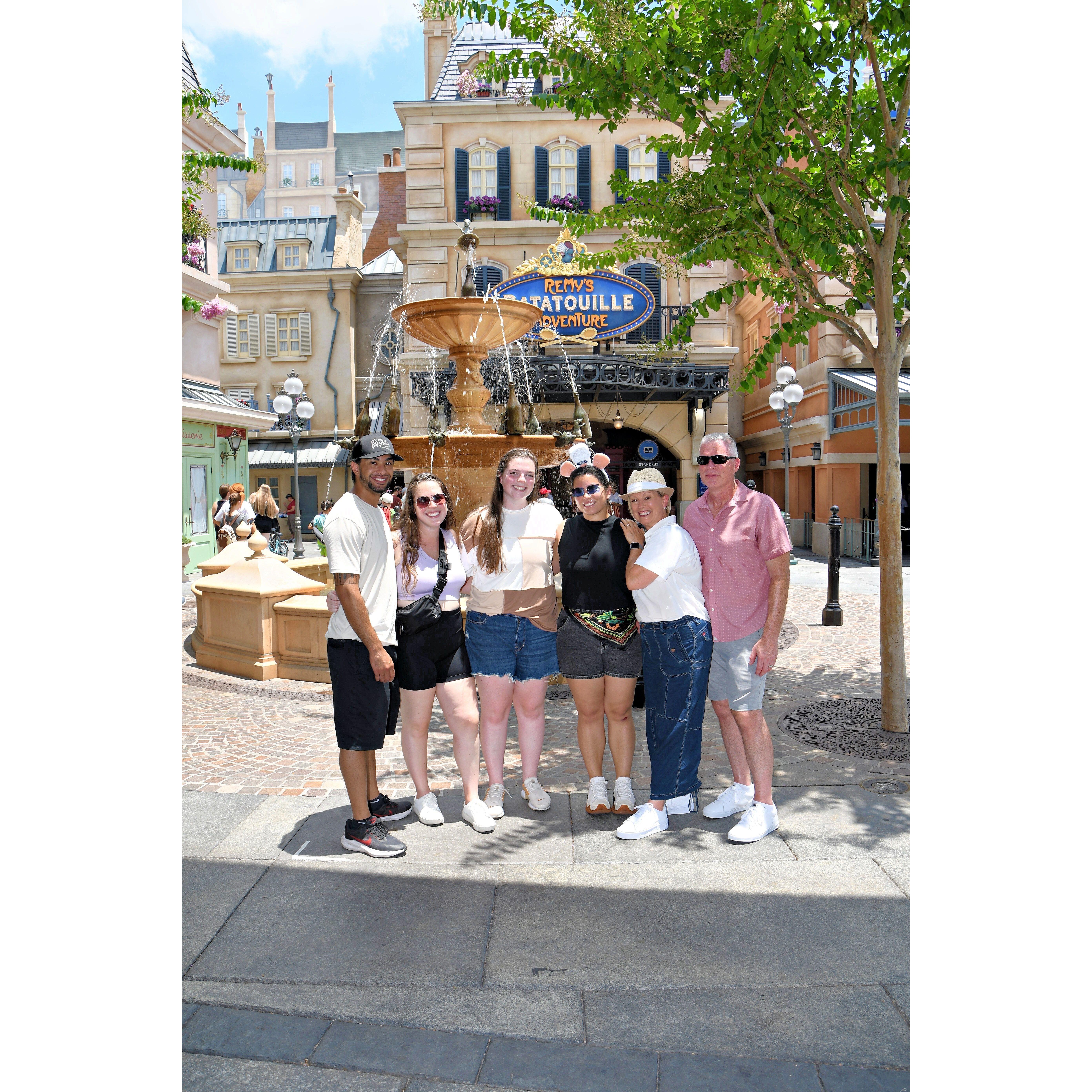 May 20, 2023: Our first trip to Disney World together! A day full of lots of laughs and drinking around the world at Epcot with family.