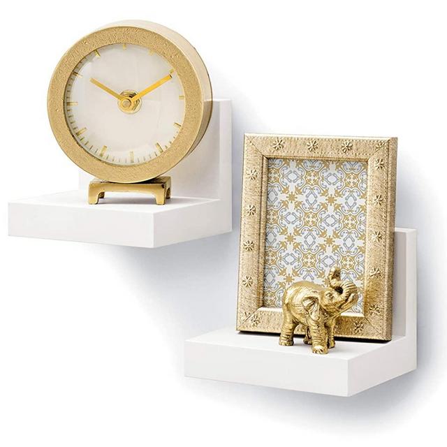 Command Quartz 4" Floating Wall Ledges, 2 pack, Decorate Damage-Free, Indoor Use, Holds 2 lbs, 2 ledges, 8 strips (HOM23Q-2ES)