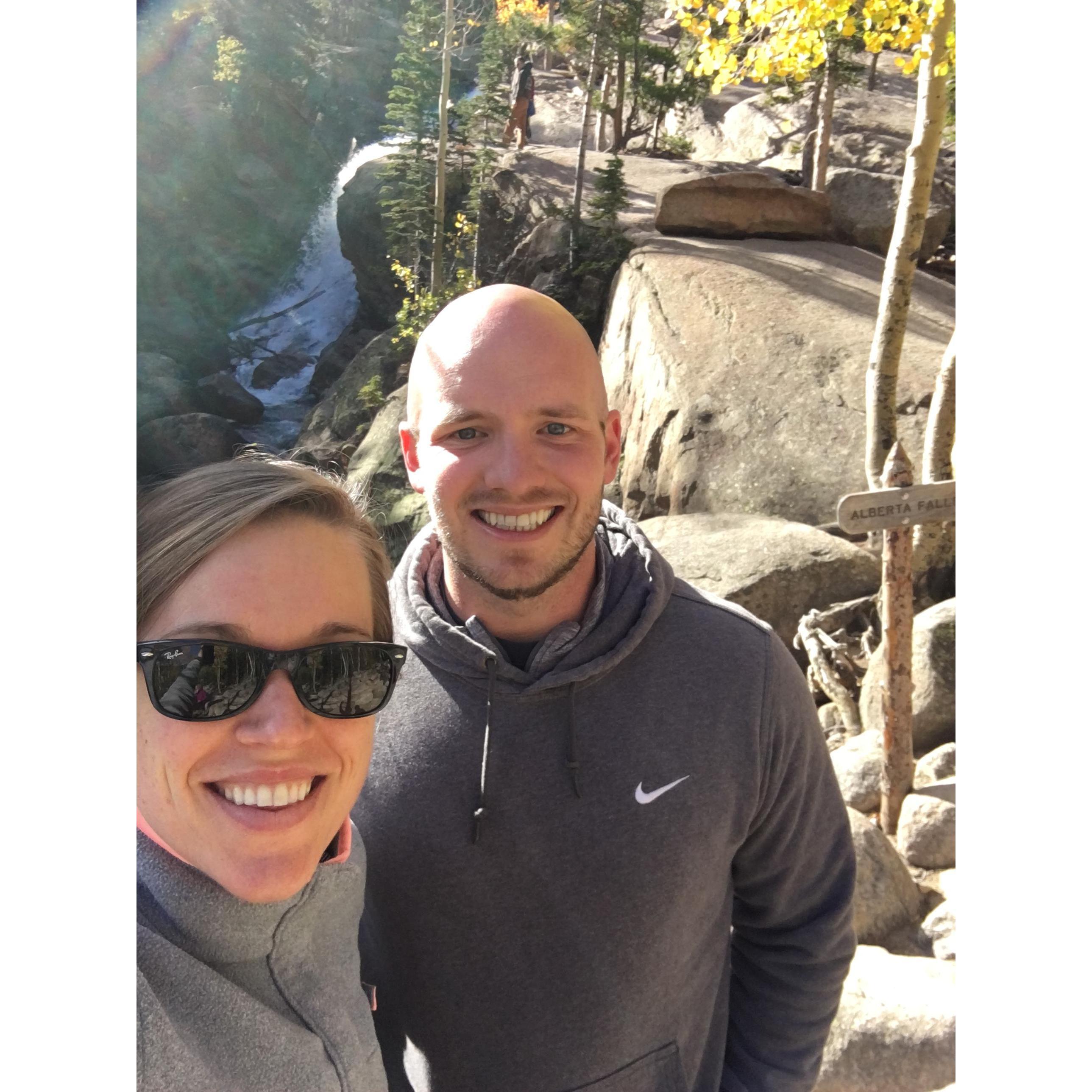 (September 2017) Hiking in Colorado with Sarah's college roommate Alyssa and her husband, Tyler.