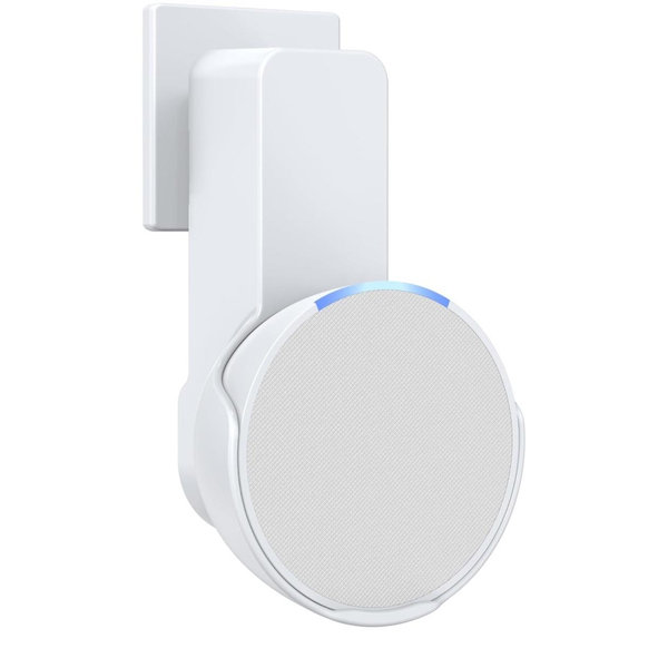 Maxonar Wall Mount for Echo Pop, Echo Pop Wall Mount Speaker Stand Holder No Screws and Drill Needed Cable Hidden Storage- White