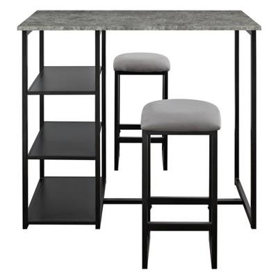 Visby 3 Piece Pub Set with Faux Concrete Top Gray / Black - Dorel Living