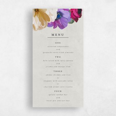 Stone Gray, Grey Wedding Menu - Wildrose