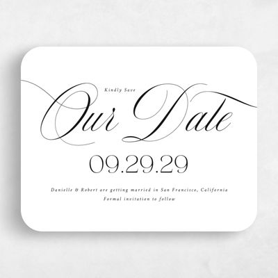 White Rounded Wedding Save the Date - Hunter Landscape