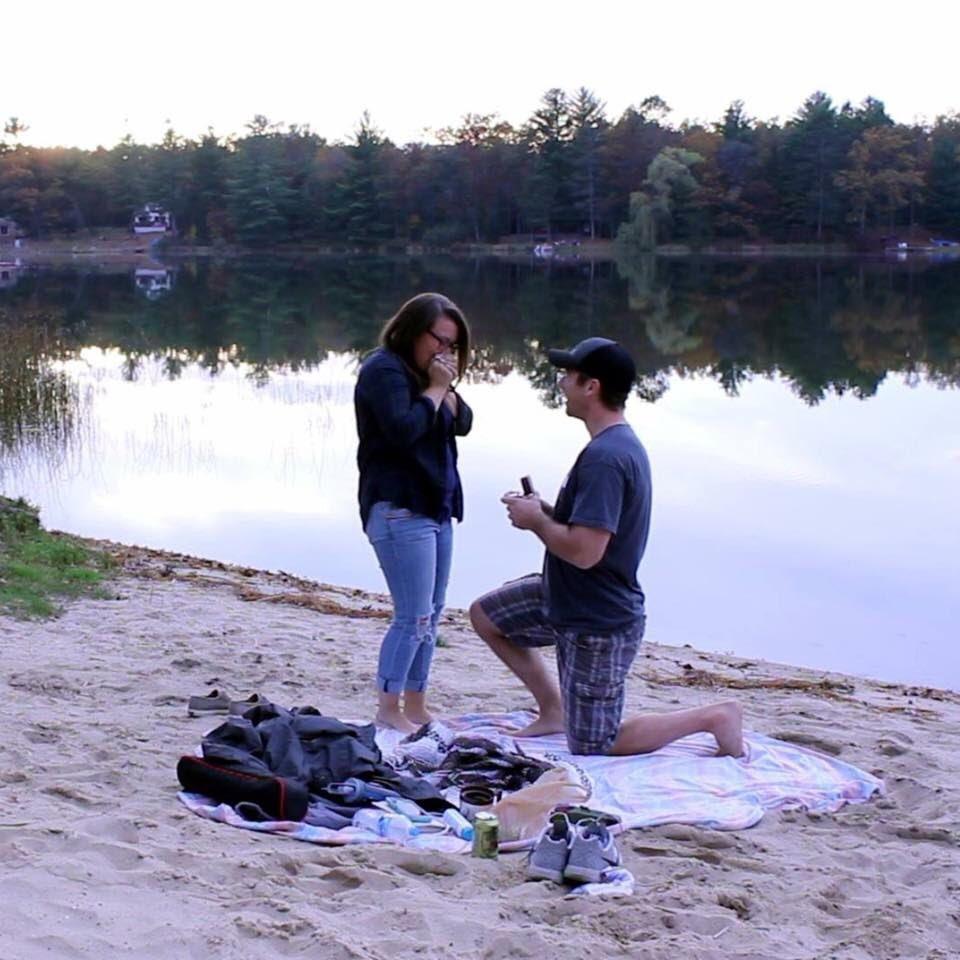 Our engagement up north at the beach/cabin where I went to visit my entire life. It was perfect and totally worth the wait :)