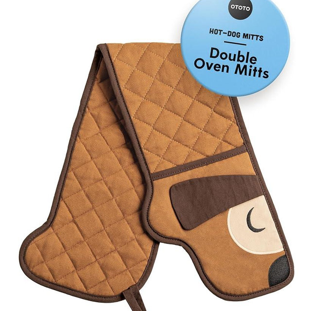 New!! Hot-Dog Oven Mitts Cute Funny Oven Mitts by OTOTO - Gifts for Dog Lovers, Dachshund Dog Themed Gifts, Oven Mitts Dogs, Dog Lover Gifts, Double Oven Mitts Heat Resistant, Kitchen Gadgets (Brown)