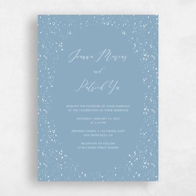 Blue Typography Wedding Invitation - Glacier Frame