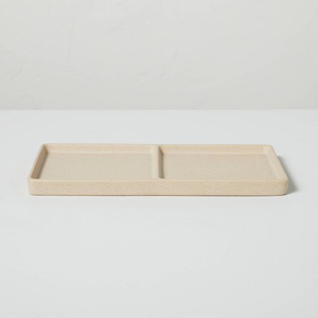 Textured Ceramic Divided Organizer Tray Natural - Hearth & Hand™ with Magnolia