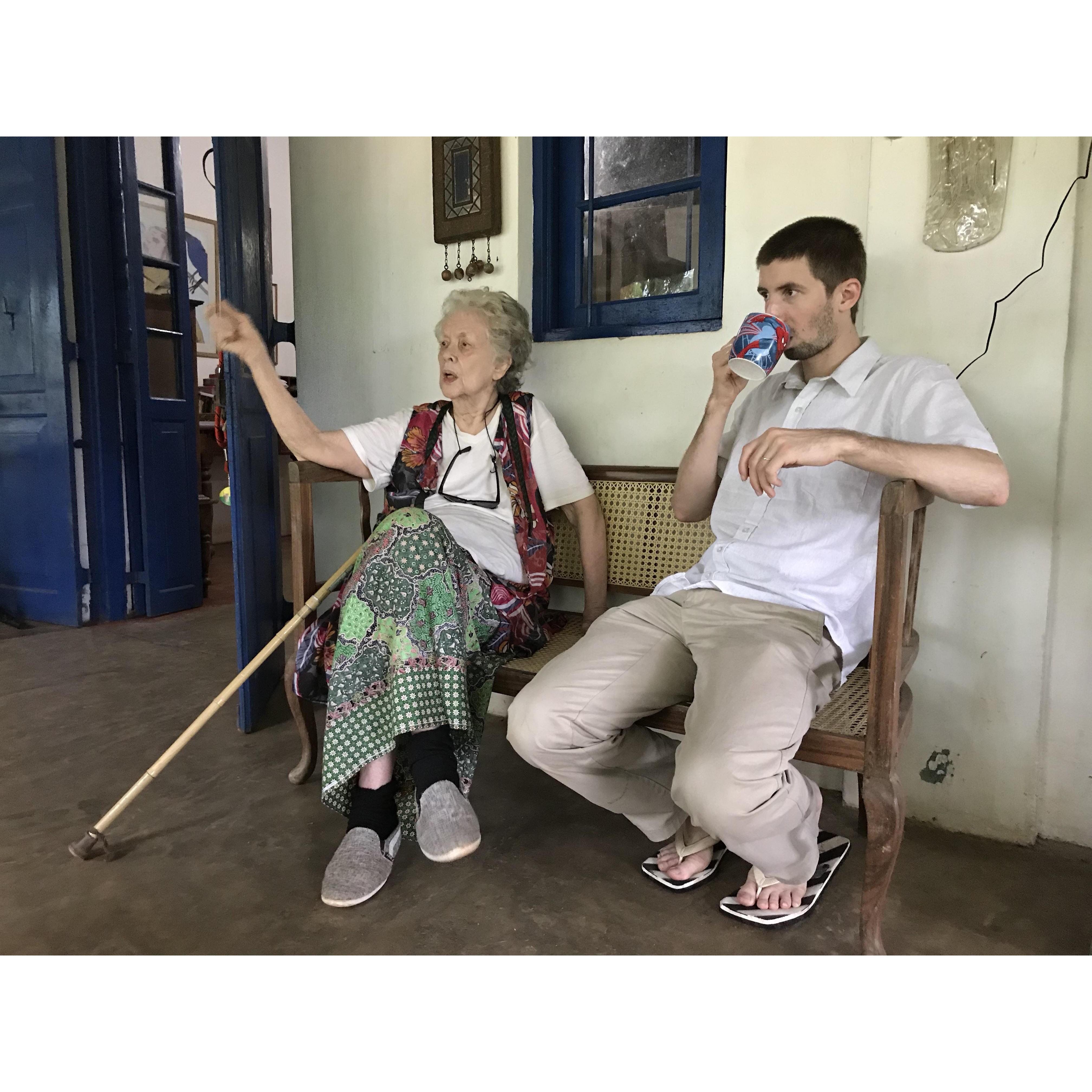 Sam and his grandma in Sri Lanka in 2017.