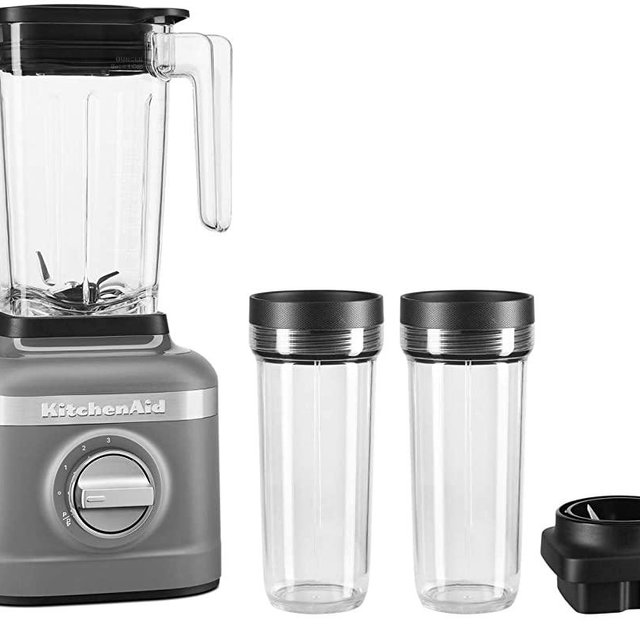 KitchenAid KSB1332DG 48oz, 3 Speed Ice Crushing Blender with 2 x 16oz Personal Jars to Blend and Go, Matte Charcoal Grey