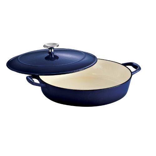 Tramontina Enameled Cast Iron Covered Braiser, 4-Quart, Gradated Cobalt