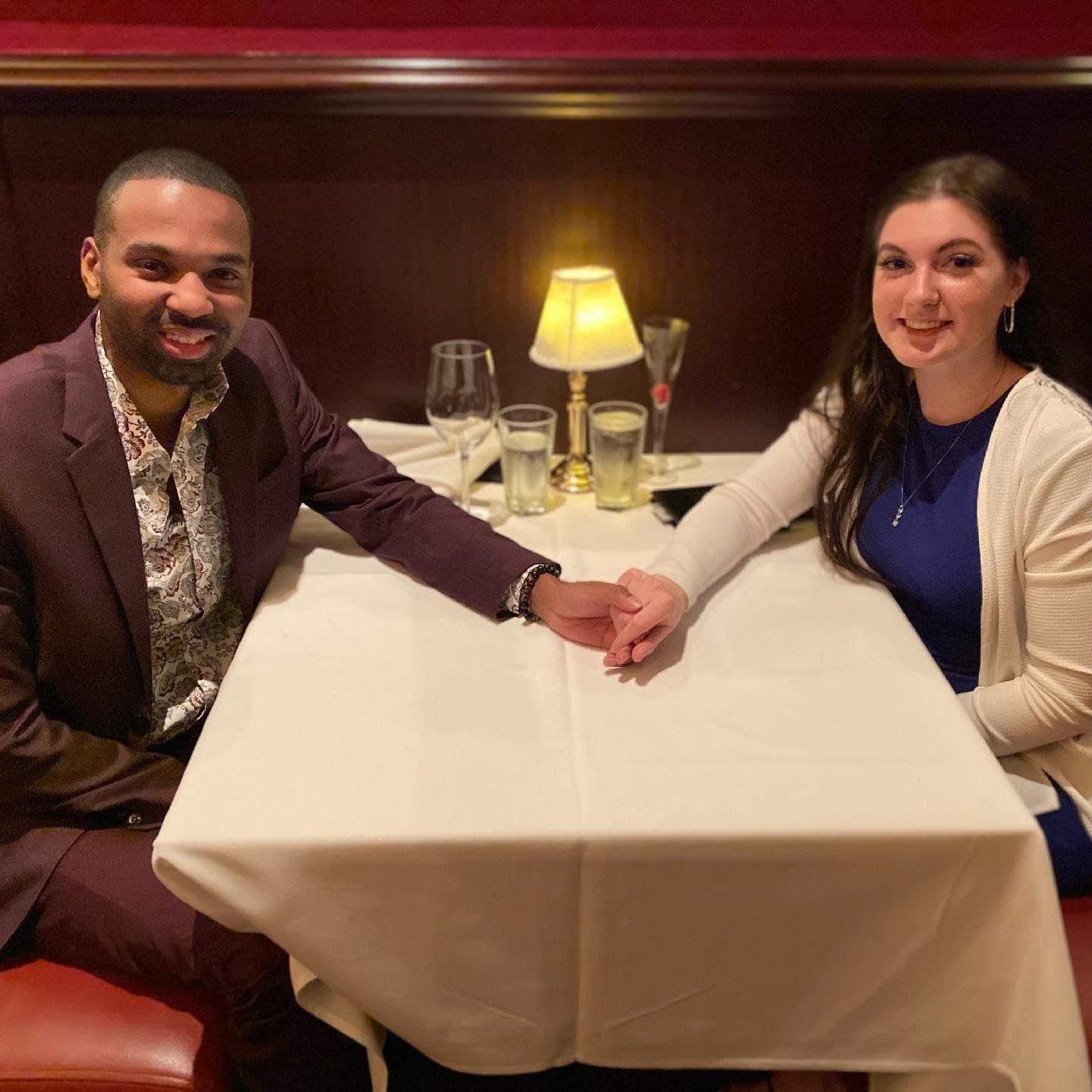 This was taken at Capital Grille in ATL right before Sydney knocked over the table lamp!