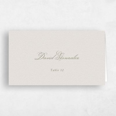 Khaki Green Wedding Place Card - Isolde