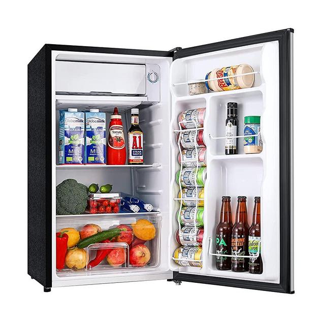 BANGSON Compact Fridge 3.2 CU.FT. Mini Refrigerator - Small Dorm Fridge with Freezer - 38 dB Low Noise - Adjustable Temperature - Reversible Door - For Home Office Dorm or RV, Silver