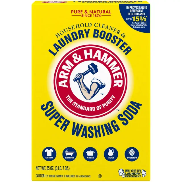 Arm & Hammer Super Washing Soda Household Cleaner and Laundry Booster - 55oz: Bleach-Free, Phosphate-Free, Powder, Unscented