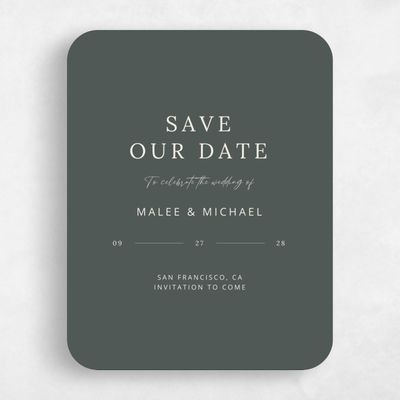 Green Rounded Wedding Save the Date - Keanu Classic