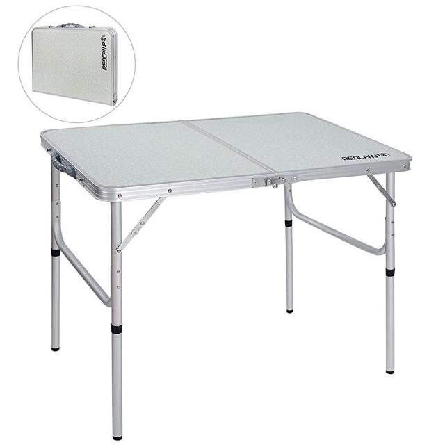 REDCAMP Folding Camping Table Portable Adjustable Height Lightweight Aluminum Folding Table for Outdoor Picnic Cooking, White 2/3/4 Foot