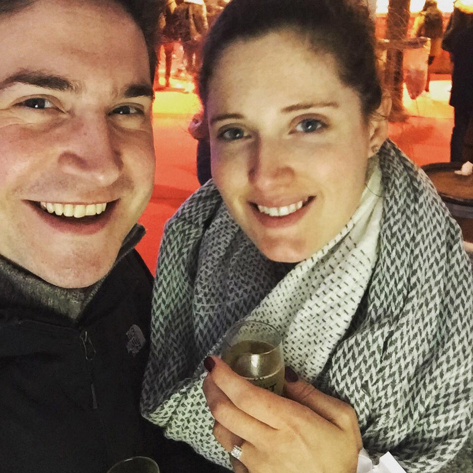 After our engagement in Paris, December 2016. Enjoying a glass of champagne to celebrate!