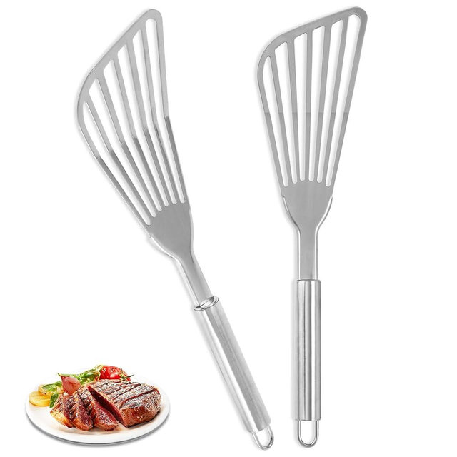 2Pack Fish Spatula Stainless Steel,Premium Fish Turner Spatula,Flexible Barbecue Turner,Metal Slotted Spatula For Flipping Fish Egg Patties Fries Pancake Steak by EGYPAMID