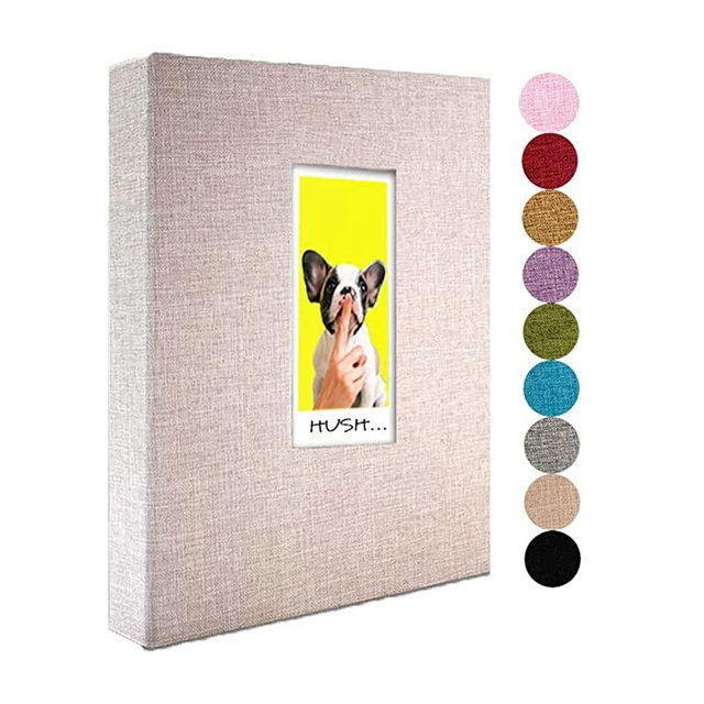 Polaroid Photo Album 208 Vertical Photos – Linen Cover, Front Window, 2x3 Photo Album Compatible with K-pop Photocards, Fujifilm Instax Mini Film 7s 8 9 11, Polaroid PIC 300, HP Sprocket,Beige