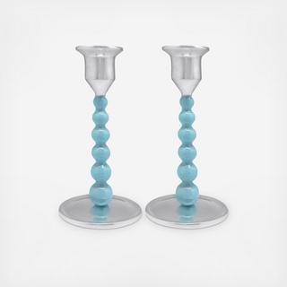 String of Pearls Small Candlestick, Set of 2