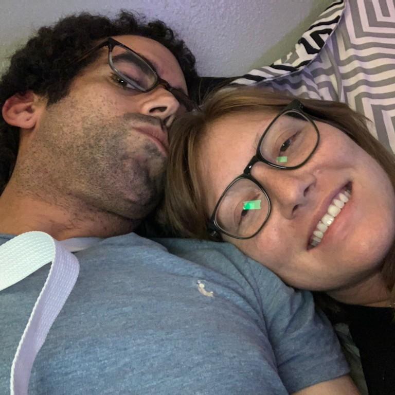 Post surgery: Jonathan is recovering from his labrum slap-tear in his right shoulder and I am taking care of him.