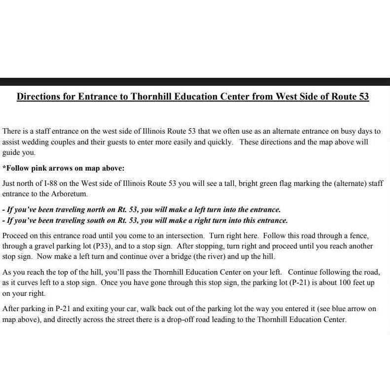 The worded directions for the back entrance.