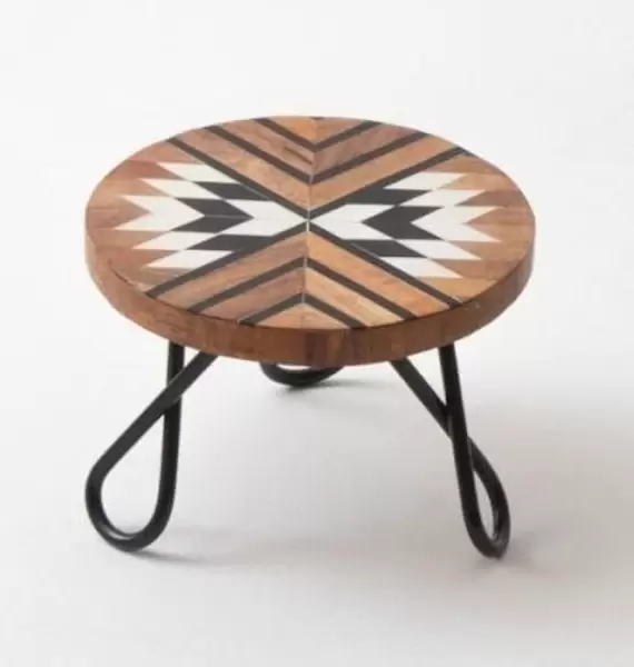 Plant Stand wood | Indoor Wood Planter| Planter Tribal Souk Stand - Golden - Black
