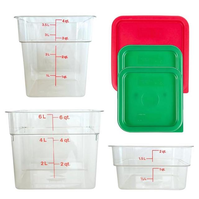 ATREVO Cambro Containers with Lids. Food Storage Clear Polycarbonate 2 qt, 4 qt & 6 qt. (Pack of 3)