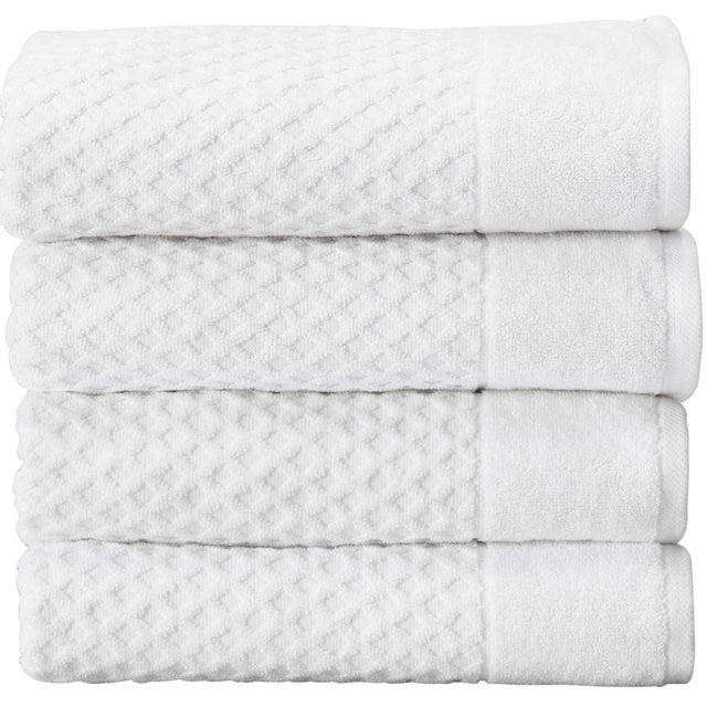 Great Bay Home Cotton Popcorn Textured Quick-Dry Towel Set , Optic White)