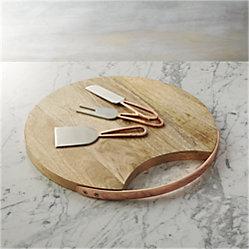 Beck Cheese Board and 3 Gold Cheese Knives Set