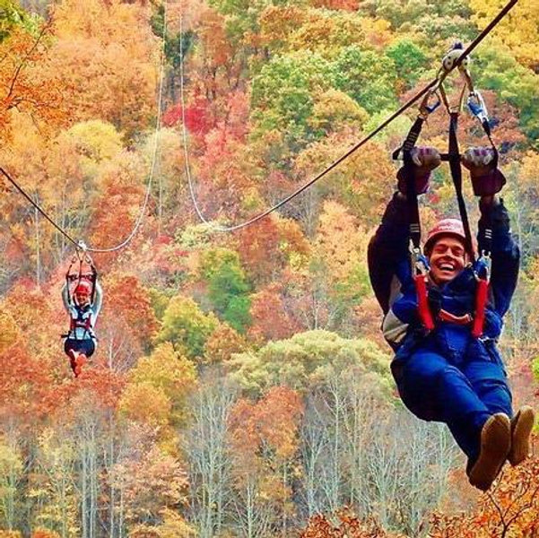 Zip lining in The Mountains
