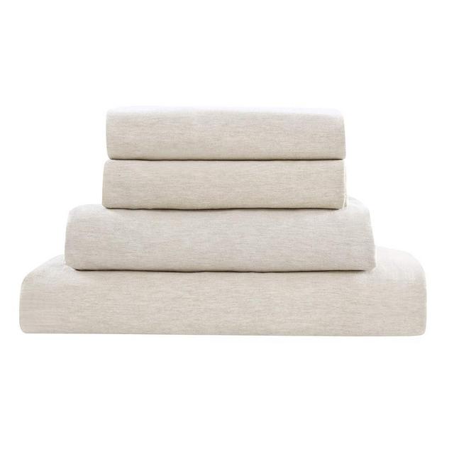 Brielle Home Jersey Knit Cotton Sheet Set - Breathable, Soft, T-Shirt Fabric - Heather Taupe, King