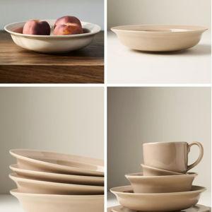 Reeves Portuguese Stoneware Pasta Bowls (Tan), Set of 4