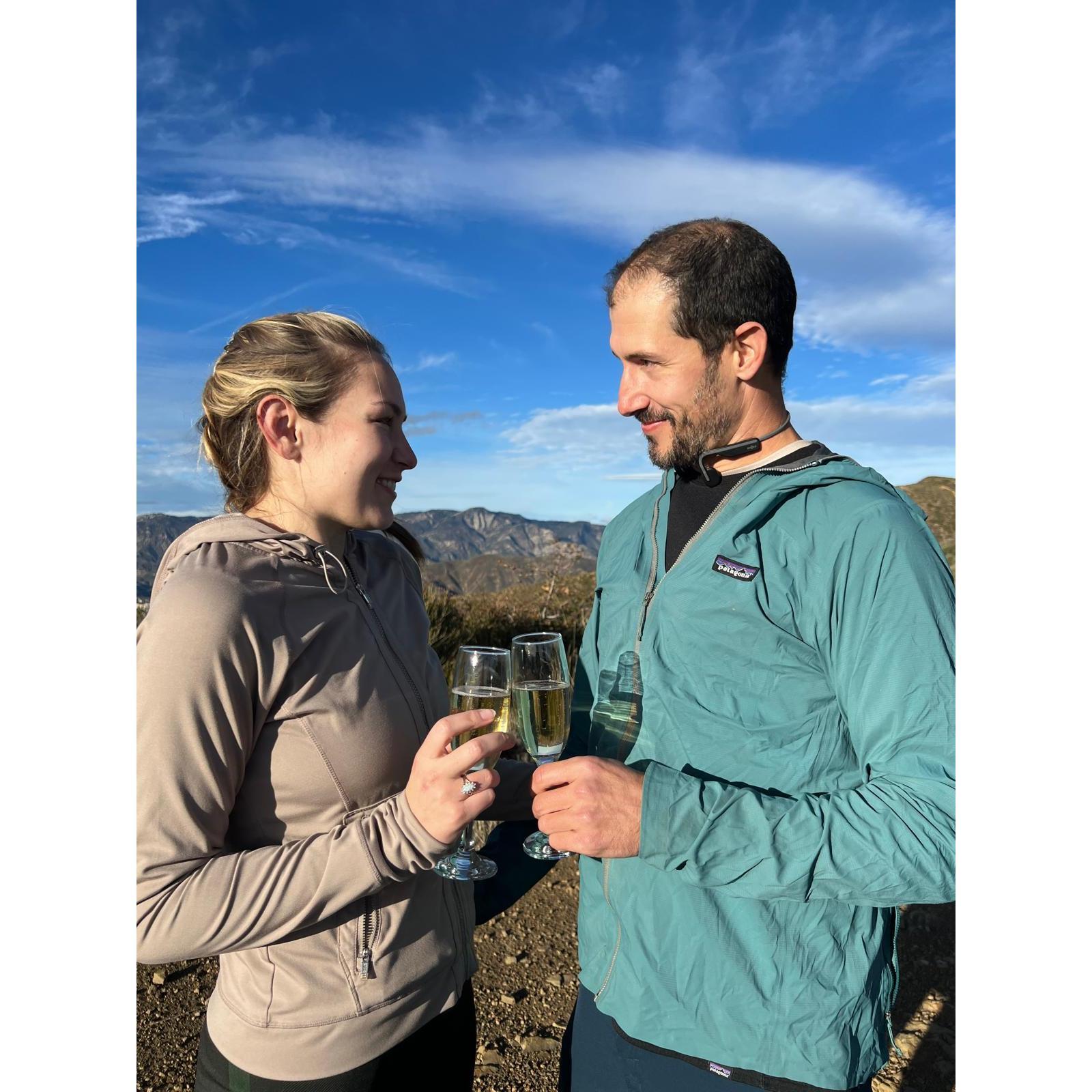 Taken right after the proposal! Andrew proposed after a mountain bike ride up Sisar trail in Ojai.