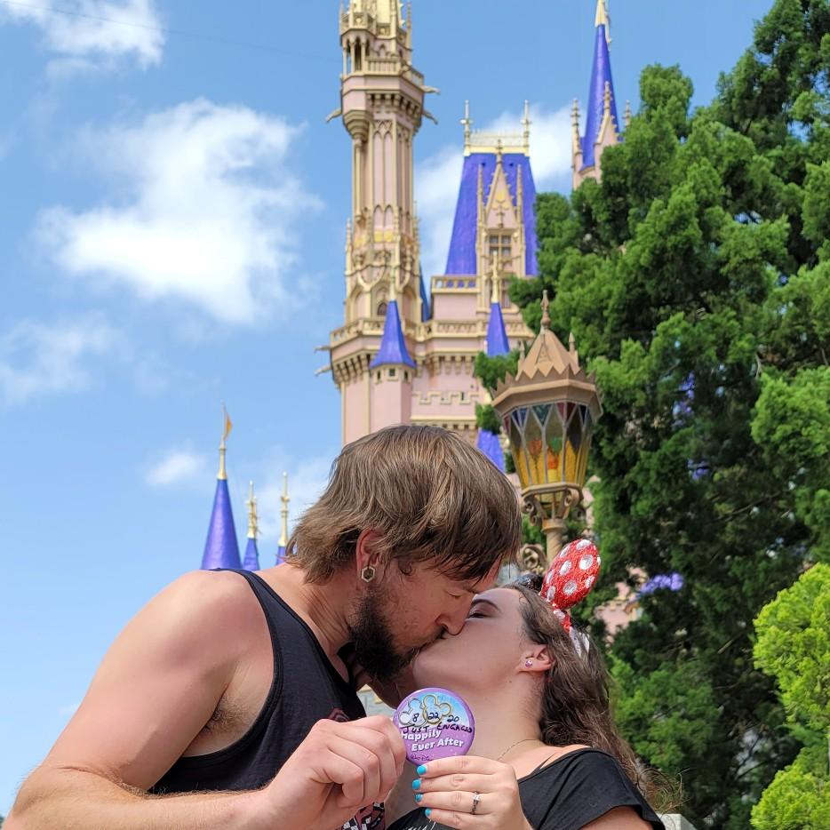 Managed to get a few engagement photos at Disney without a mask... Aug. 2020