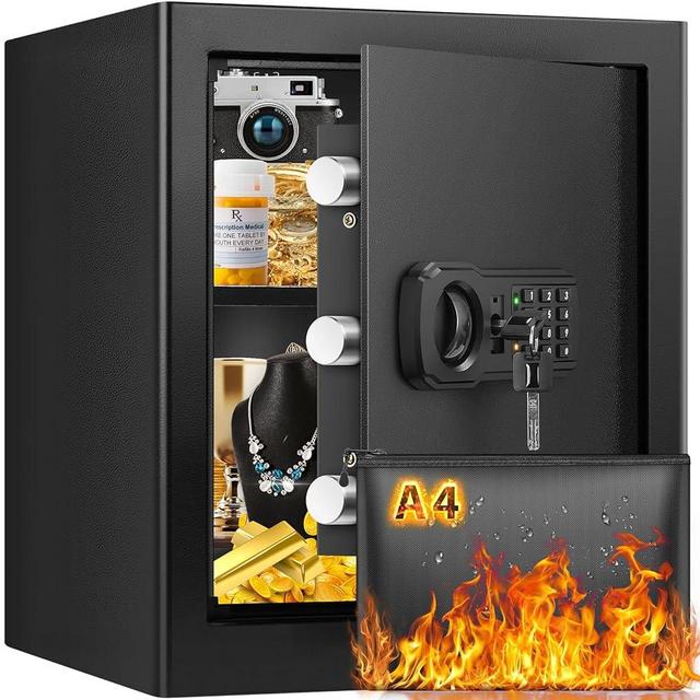 Mitlvge 2.3 Cu ft Large Fireproof Safe Box for HOME USE, Digital Home Security Safe with Combination Lock, Sensor Light & Smart Alarm, Safe Fireproof Waterproof for Firearm Medicine Money Valuables