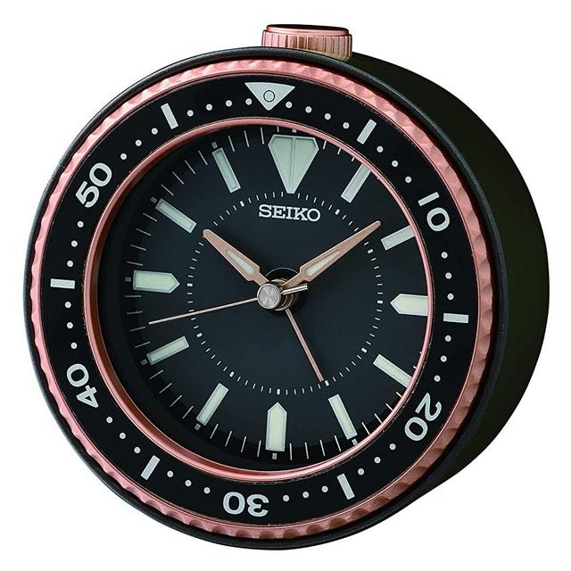 Seiko Mai Heritage Alarm Clock, Metallic Black & Gold