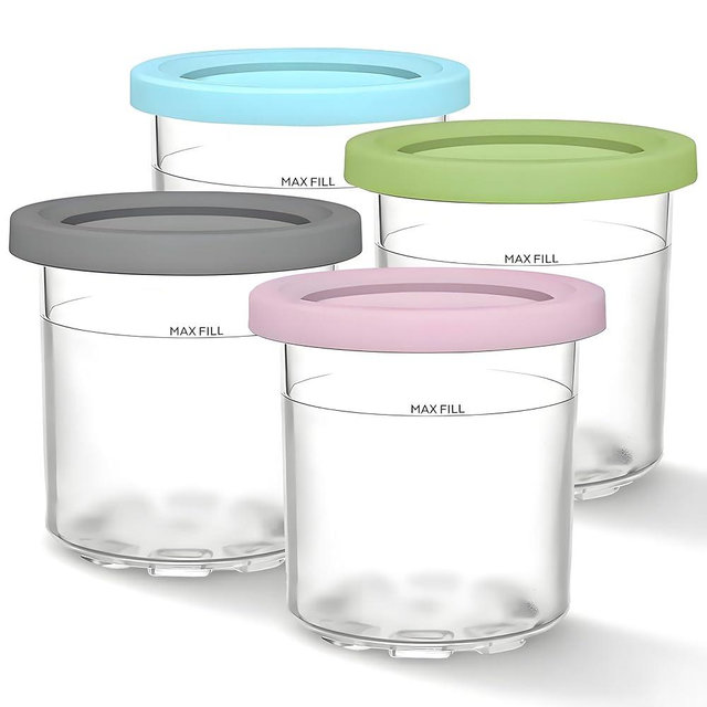 GAOZAILI Replacement for Ninja Creami Pints 4 Pack, 16oz Creami Pints Compatible with NC301 & NC300s Series Creami Ice Cream Makers, BPA-Free & Dishwasher Safe, Color Lids
