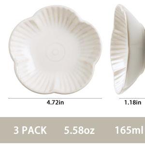 Cat Food Bowls, Ceramic Cat Plates, Dish for Food, Water and Snack, 4.72 Inch, Indoor and Outdoor Use, Kitten Puppy and Small Animals Bowls Set of 3 (White)