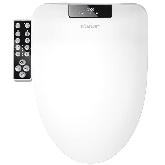 WLJBIDET Elongated Bidet Toilet Seat,Electronic Heated Smart Toilet Seat with Unlimited Heated Water and Warm Air Dryer,Adjustable Temperature,Self-Cleaning Stainless Steel Nozzle,Side Panel Control