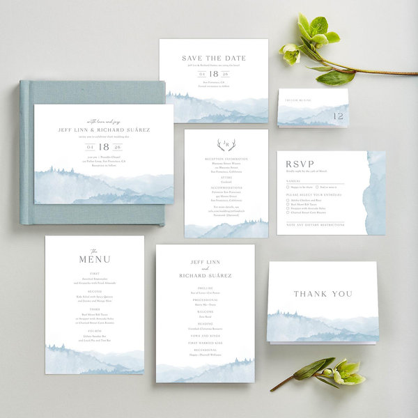 Denver Landscape | Dusty Blue | Zola Wedding Invitations