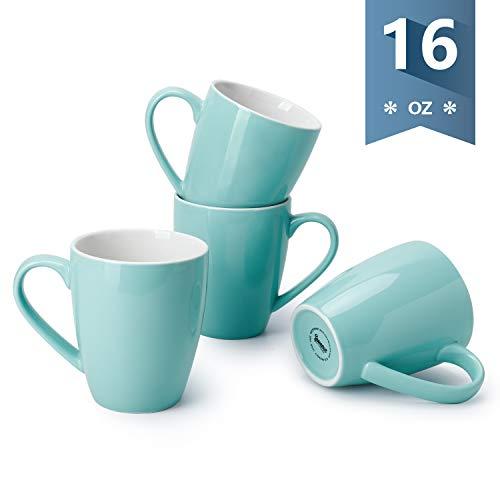 Sweese 601.102 Porcelain Mugs - 16 Ounce (Top to the Rim) for Coffee, Tea, Cocoa, Set of 4, Turquoise