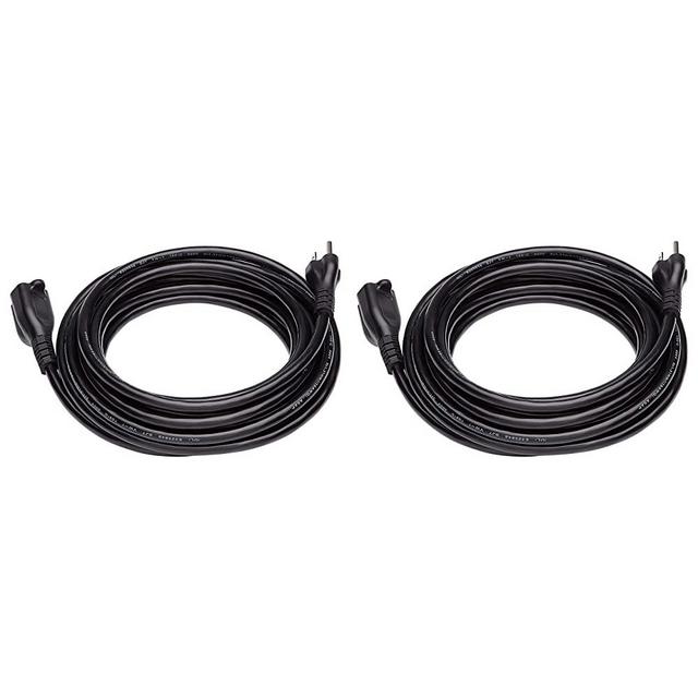 Amazon Basics 20-Foot Extension Cord -13 Amps, 125V - 2-Pack, Black